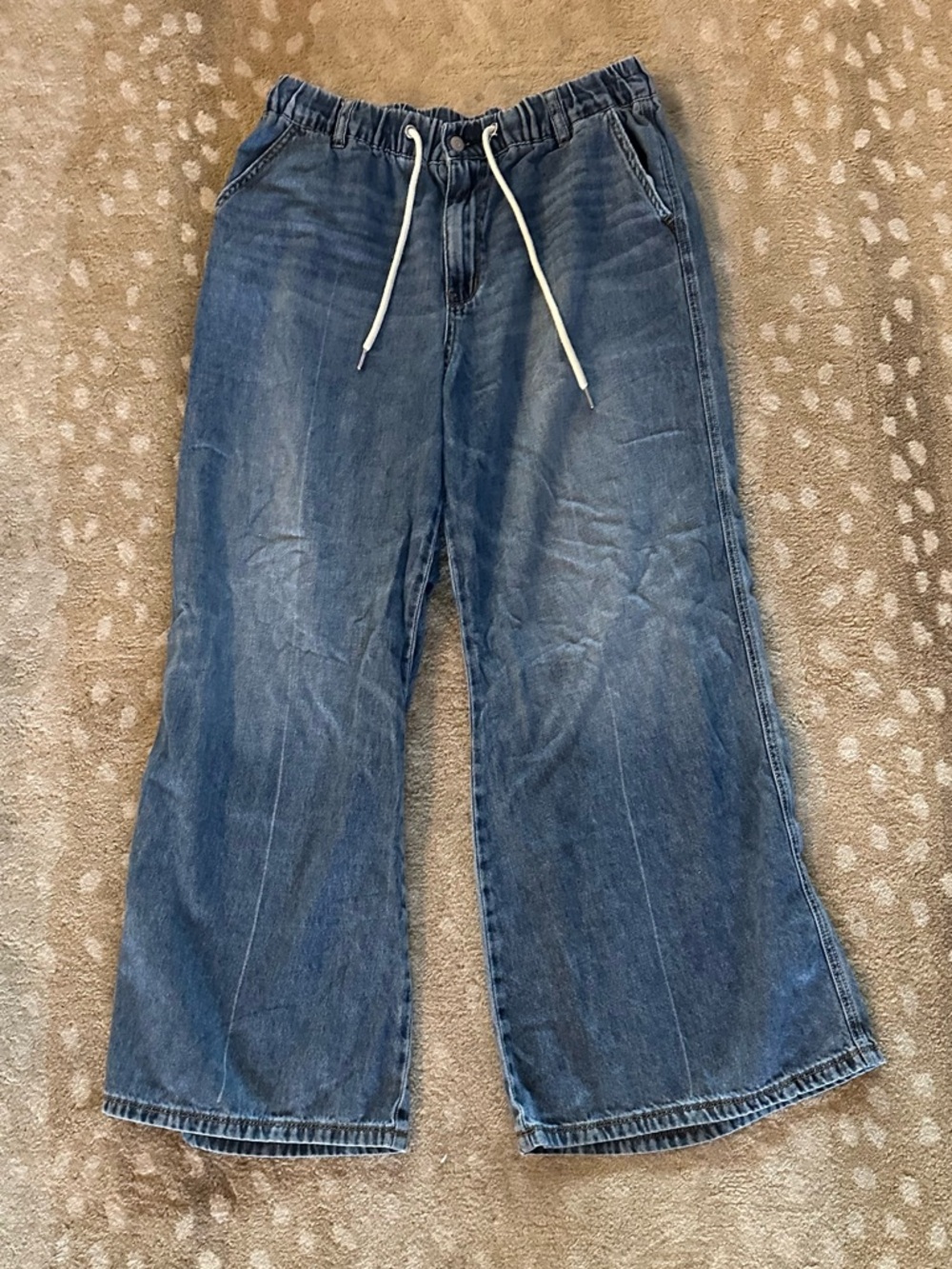 Judy Blue Palazzo Wide Leg Drawstring Denim Pants - Blue